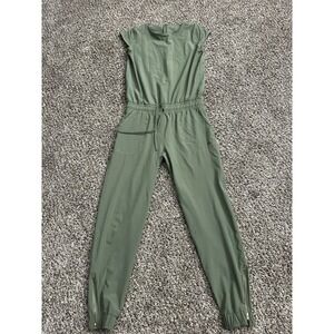 Albion Fit Womens XS Jumpsuit Green Short Cap Sleeve Stretch GG30